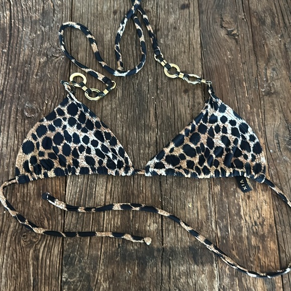 Vix Animal Printed Triangle String Halter Bikini Top - Picture 2 of 6